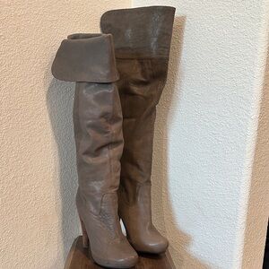 NVLA GREY LEATHER OVER THE KNEE BOOTS WOMENS Size 8